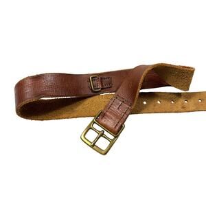 Lucky Brand Brown Rugged Full-Grain Leather Belt Solid Brass Buckle Size 32